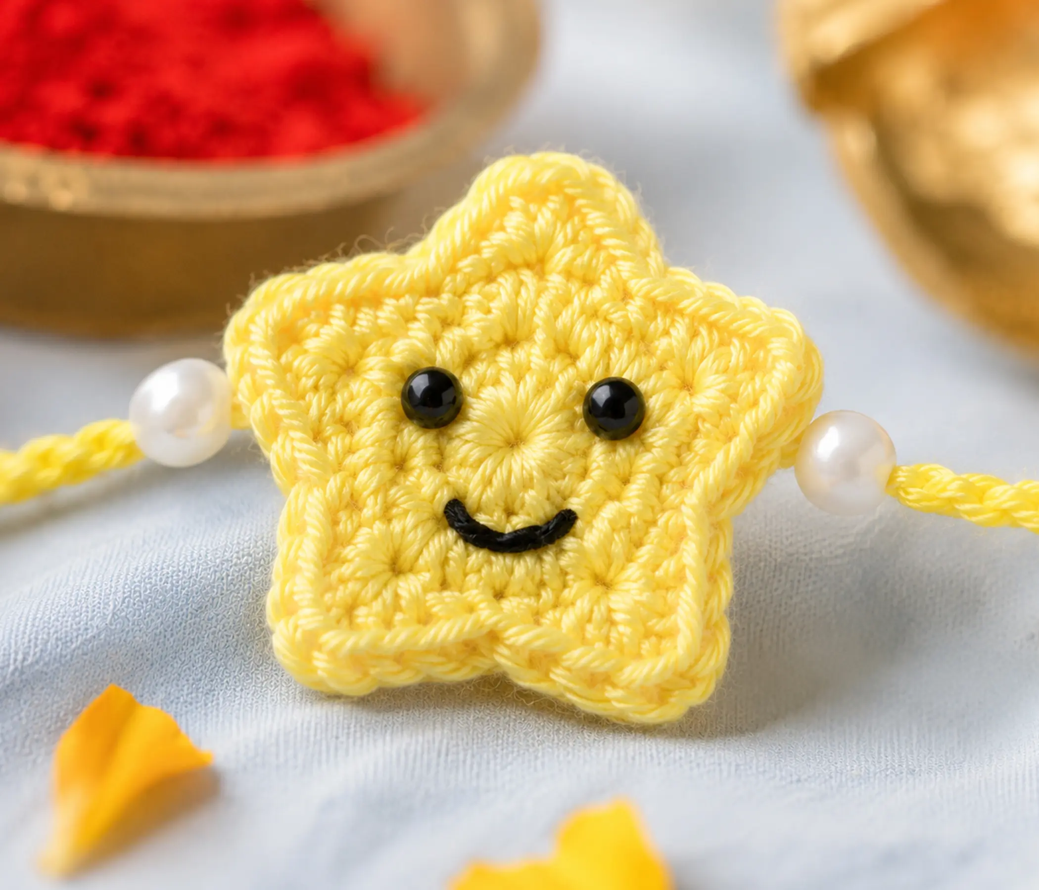 Smiling Little Star Handcrafted Kids Crochet Rakhi